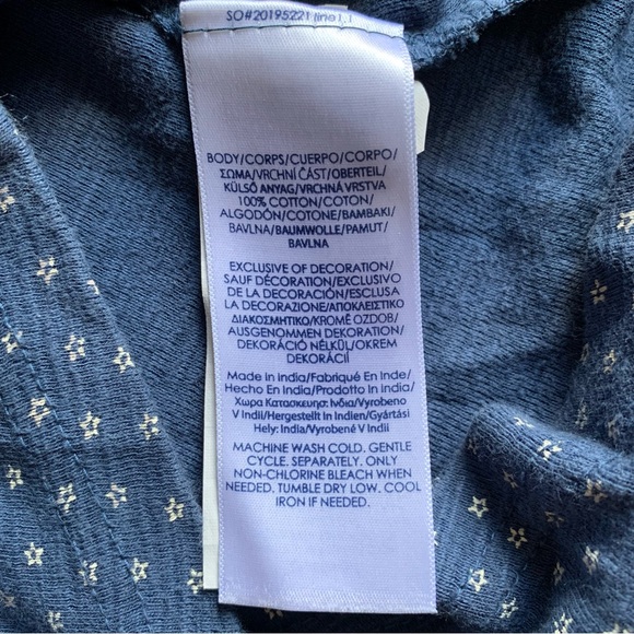 Chaps Navy Floral Blouse Henley - Picture 4 of 7